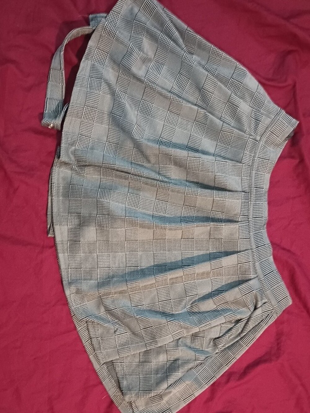 CBR Gray Plaid Pleated Mini Skort Side Thigh Buckle Woman's L Metal Detail Sexy - Picture 14 of 15